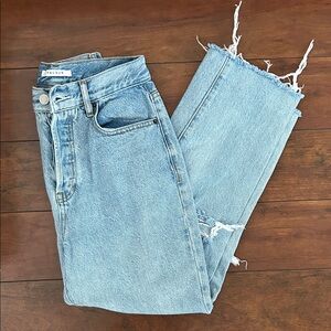 PacSun High Rise Distressed Crop Jeans Light Wash